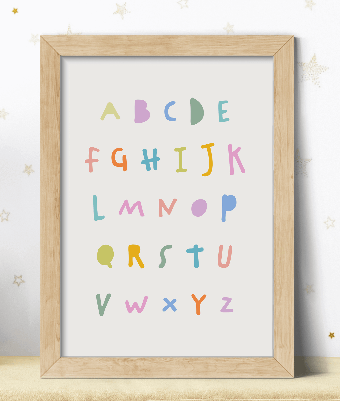 pastel coloured alphabet