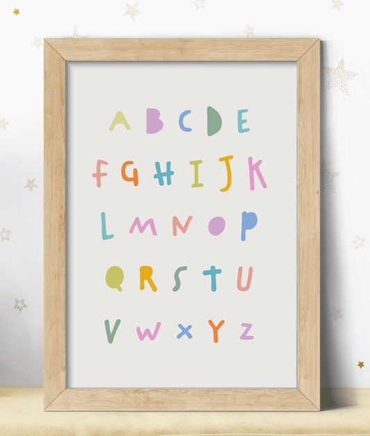 pastel coloured alphabet